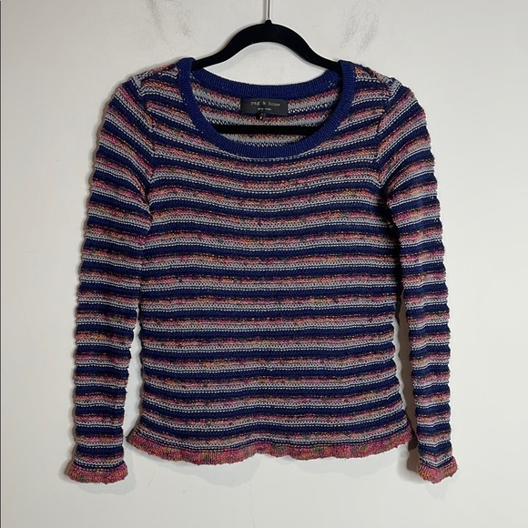 Rag & Bone | Women’s Colorful Open Knit Wool Blend Sweater Size XS - Picture 2 of 6
